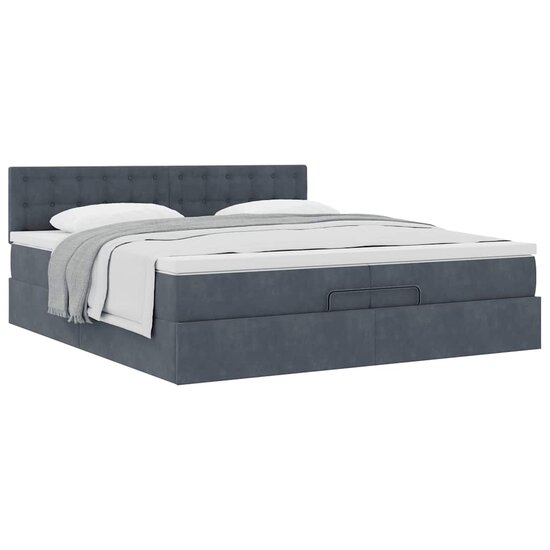 Ottoman Bed Met Matras Fluweel 200 x 200 cm Donkergrijs