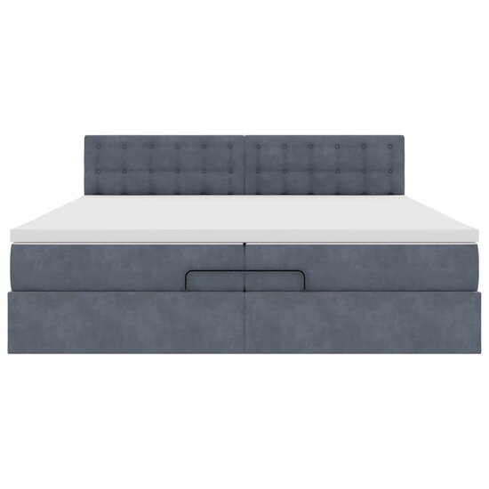 Ottoman Bed Met Matras Fluweel 200 x 200 cm Donkergrijs