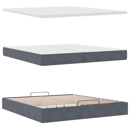 Ottoman Bed Met Matras Fluweel 200 x 200 cm Donkergrijs