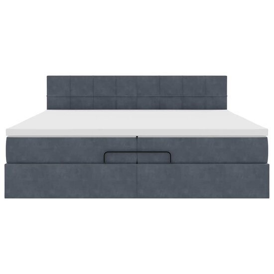 Ottoman Bed Met Matrassen En Led&#039;s 200X200Cm Fluweel 200 x 200 cm Donkergrijs
