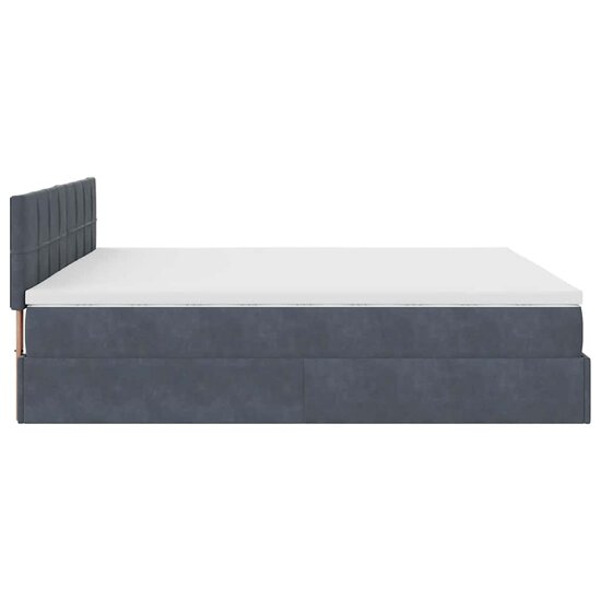 Ottoman Bed Met Matrassen En Led&#039;s 200X200Cm Fluweel 200 x 200 cm Donkergrijs