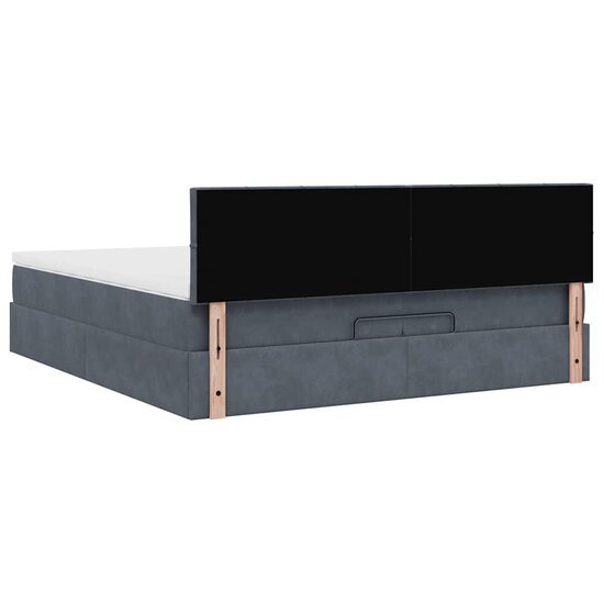 Ottoman Bed Met Matrassen En Led&#039;s 200X200Cm Fluweel 200 x 200 cm Donkergrijs