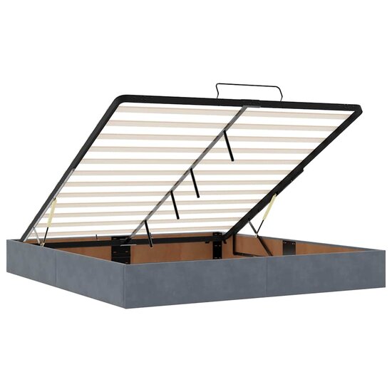 Ottoman Bed Met Matrassen En Led&#039;s 200X200Cm Fluweel 200 x 200 cm Donkergrijs
