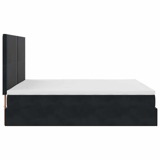 Ottoman Bed Met Matrassen En Led&#039;s 200X200Cm Fluweel 200 x 200 cm Zwart