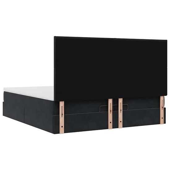 Ottoman Bed Met Matrassen En Led&#039;s 200X200Cm Fluweel 200 x 200 cm Zwart