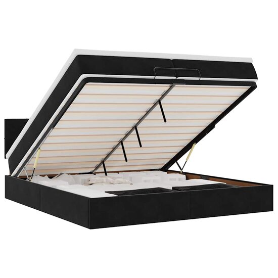 Ottoman Bed Met Matras Fluweel 200 x 200 cm Zwart