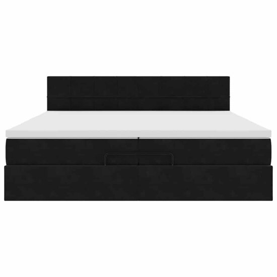 Ottoman Bed Met Matras Fluweel 200 x 200 cm Zwart