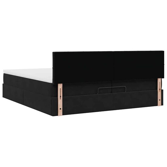 Ottoman Bed Met Matras Fluweel 200 x 200 cm Zwart