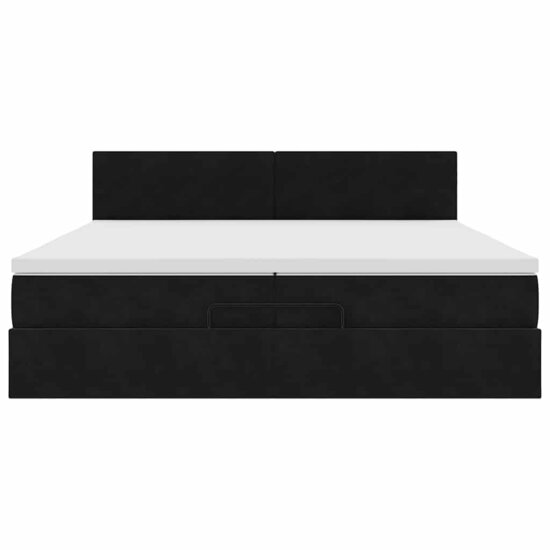 Ottoman Bed Met Matrassen En Led&#039;s 200X200Cm Fluweel 200 x 200 cm Zwart