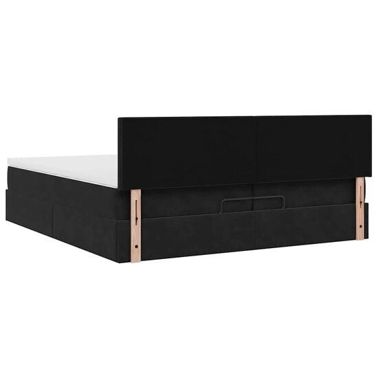 Ottoman Bed Met Matrassen En Led&#039;s 200X200Cm Fluweel 200 x 200 cm Zwart