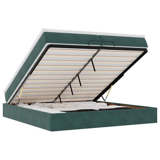 Ottoman Bed Met Matrassen 200X200Cm Fluweel 200 x 200 cm Donkergroen