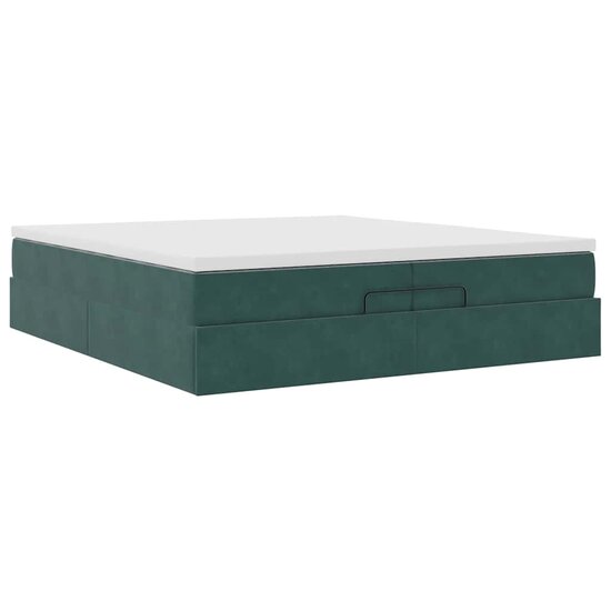 Ottoman Bed Met Matrassen 200X200Cm Fluweel 200 x 200 cm Donkergroen