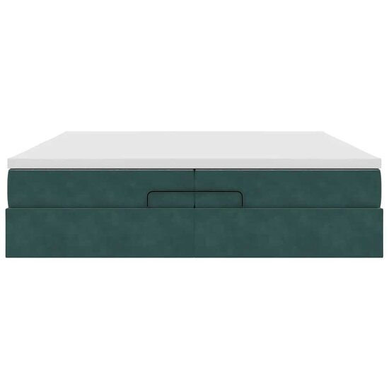 Ottoman Bed Met Matrassen 200X200Cm Fluweel 200 x 200 cm Donkergroen