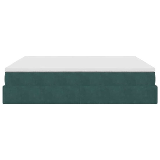 Ottoman Bed Met Matrassen 200X200Cm Fluweel 200 x 200 cm Donkergroen