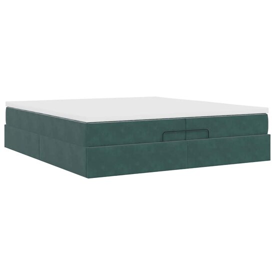 Ottoman Bed Met Matrassen 200X200Cm Fluweel 200 x 200 cm Donkergroen