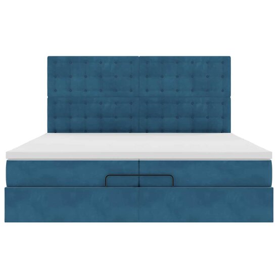 Ottoman Bed Met Matrassen 200X200Cm Fluweel 200 x 200 cm Donkerblauw