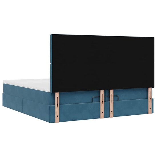 Ottoman Bed Met Matrassen 200X200Cm Fluweel 200 x 200 cm Donkerblauw