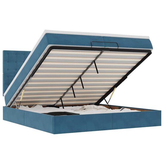 Bed Poef Met Matrassen En Leds Fluweel 200 x 200 cm Donkerblauw