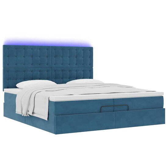 Bed Poef Met Matrassen En Leds Fluweel 200 x 200 cm Donkerblauw