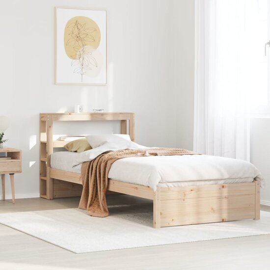 Bedframe Met Hoofdbord Massief Grenenhout 90 x 190 cm Bruin