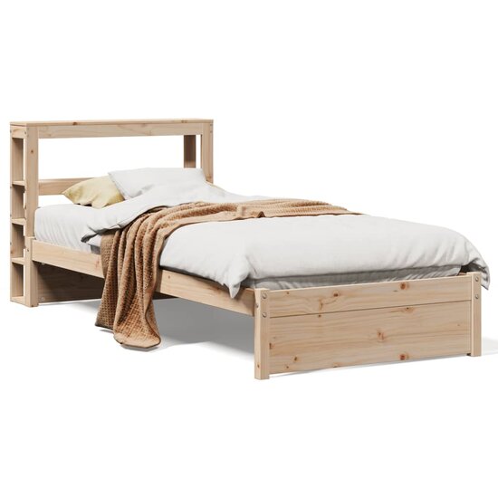 Bedframe Met Hoofdbord Massief Grenenhout 90 x 190 cm Bruin