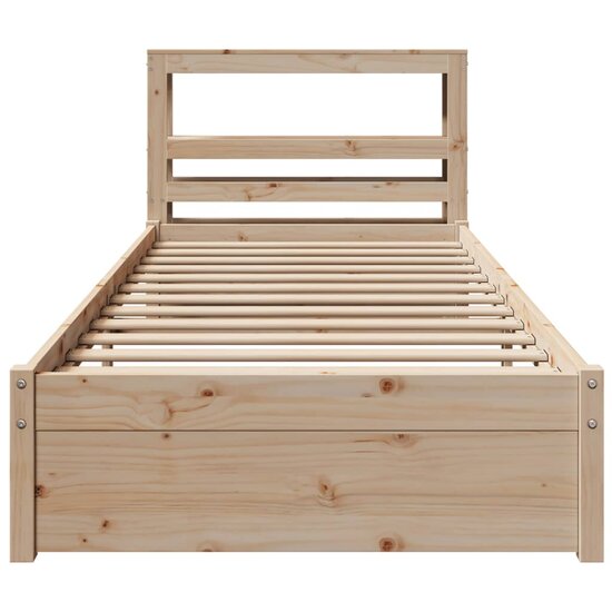 Bedframe Met Hoofdbord Massief Grenenhout 90 x 190 cm Bruin