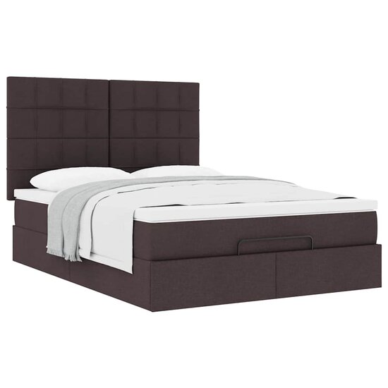Ottoman Bed Met Matras 140X190Cm Stof 140 x 190 cm Donkerbruin