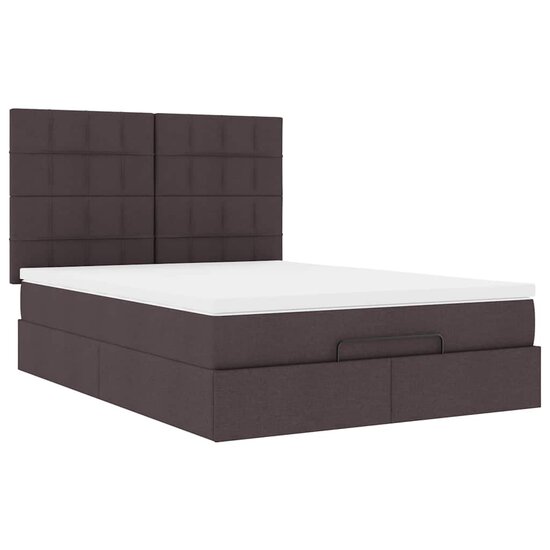 Ottoman Bed Met Matras 140X190Cm Stof 140 x 190 cm Donkerbruin