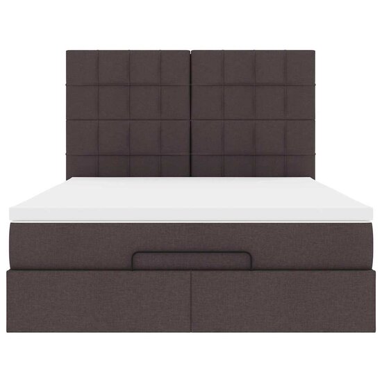 Ottoman Bed Met Matras 140X190Cm Stof 140 x 190 cm Donkerbruin