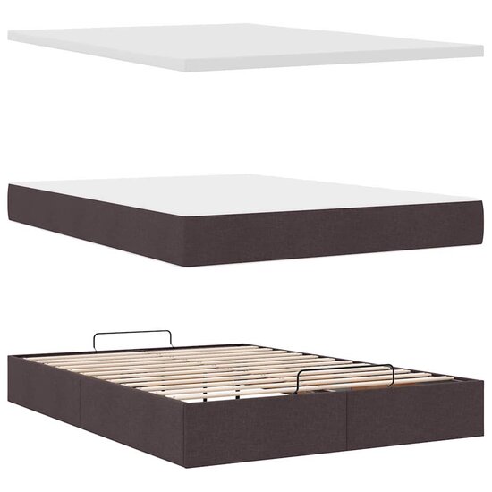 Ottoman Bed Met Matras 140X190Cm Stof 140 x 190 cm Donkerbruin