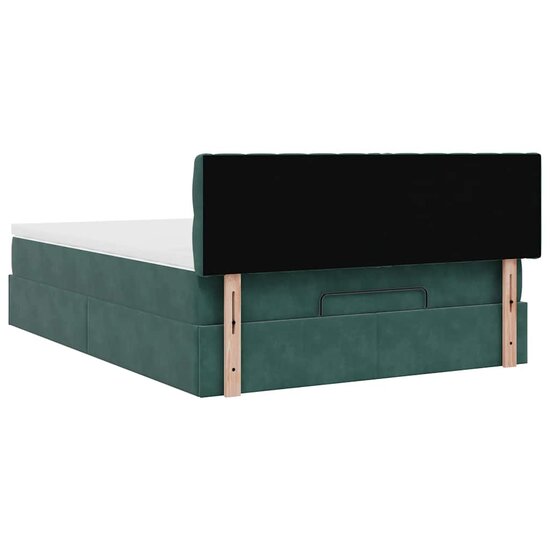 Ottoman Bed Met Matras En Led&#039;s 140X190Cm Fluweel 140 x 190 cm Donkergroen