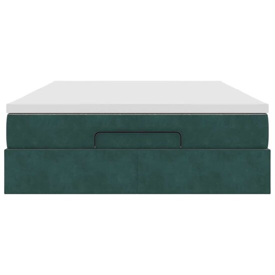 Ottoman Bed Met Matras 140X190Cm Fluweel 140 x 190 cm Donkergroen