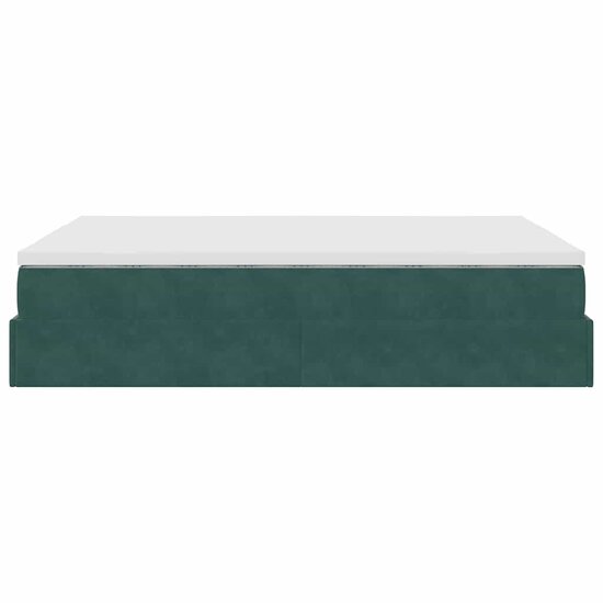 Ottoman Bed Met Matras 140X190Cm Fluweel 140 x 190 cm Donkergroen