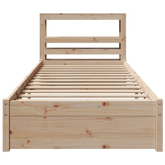 Bedframe met hoofdbord massief grenenhout 90x200 cm