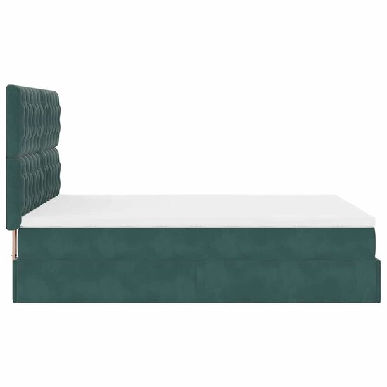 Ottoman Bed Met Matrassen En Led&#039;s 140X190Cm Fluweel 140 x 190 cm Donkergroen