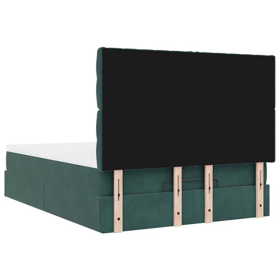 Ottoman Bed Met Matrassen En Led&#039;s 140X190Cm Fluweel 140 x 190 cm Donkergroen