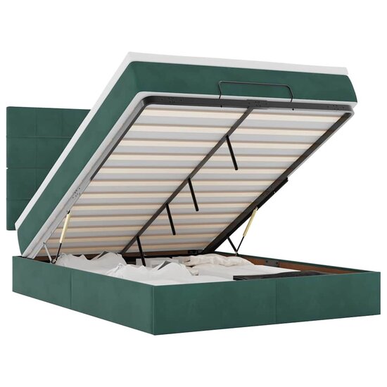 Ottoman bed met matrassen 140x190cm fluweel donkergroen