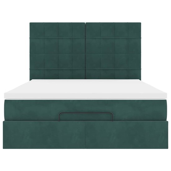 Ottoman bed met matrassen 140x190cm fluweel donkergroen