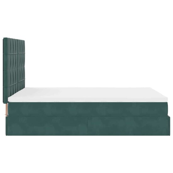 Ottoman bed met matrassen 140x190cm fluweel donkergroen