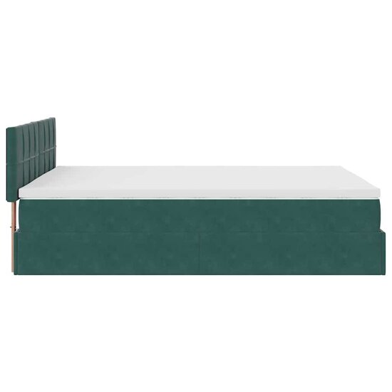 Ottoman bed met matras en LED&#039;s 140x190cm fluweel donkergroen