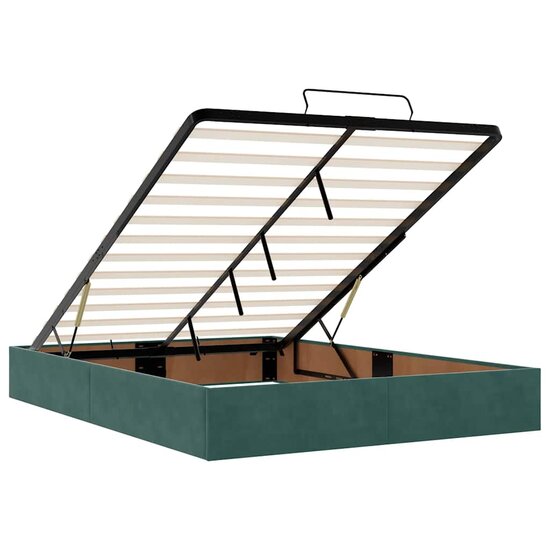Ottoman bed met matras en LED&#039;s 140x190cm fluweel donkergroen