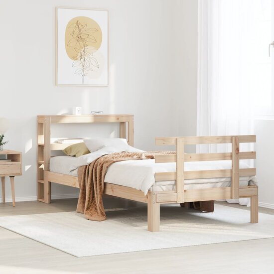 Bedframe Met Hoofdbord Massief Grenenhout 90X200 Cm