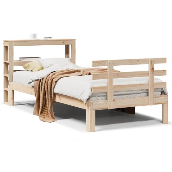 Bedframe Met Hoofdbord Massief Grenenhout 90X200 Cm