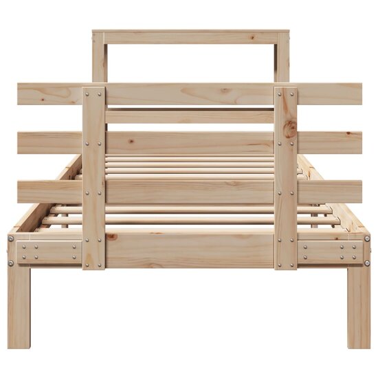 Bedframe Met Hoofdbord Massief Grenenhout 90X200 Cm