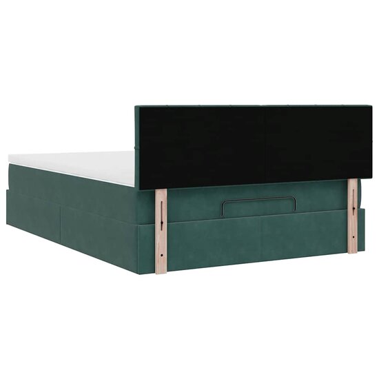 Ottoman Bed Met Matras 140X190Cm Fluweel 140 x 190 cm Donkergroen