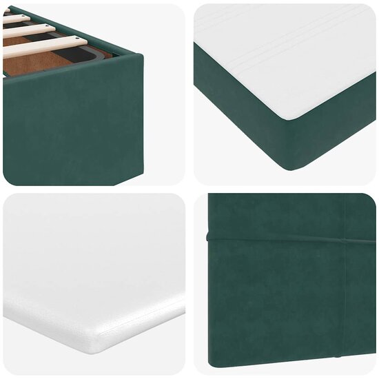 Ottoman Bed Met Matras 140X190Cm Fluweel 140 x 190 cm Donkergroen