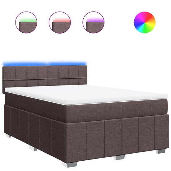 Boxspring Met Matras Stof 160 x 200 cm Donkerbruin