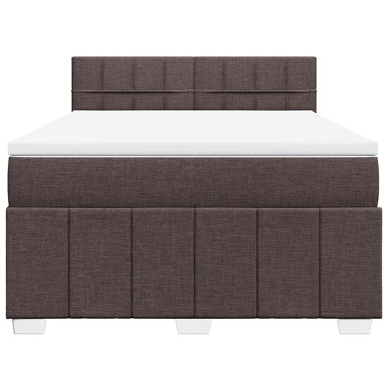 Boxspring Met Matras Stof 160 x 200 cm Donkerbruin
