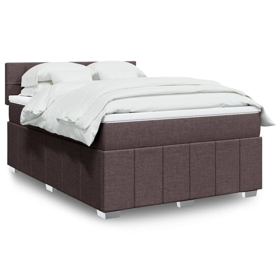 Boxspring Met Matras Stof 160 x 200 cm Donkerbruin