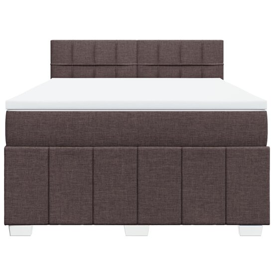 Boxspring Met Matras Stof 160 x 200 cm Donkerbruin